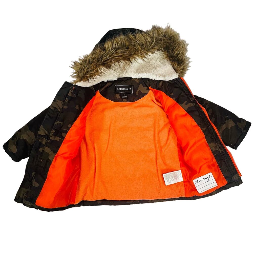 Rothschild Baby 18M Camo Parka Jacket Green Sherpa Lined Hooded Winter Coat